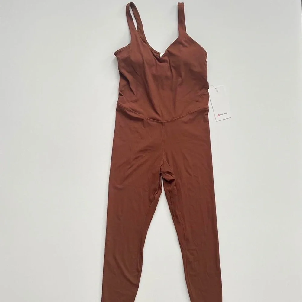 NWT Lululemon align ribbed bodysuit 25” in roasted brown size 10 - Picture 3 of 8